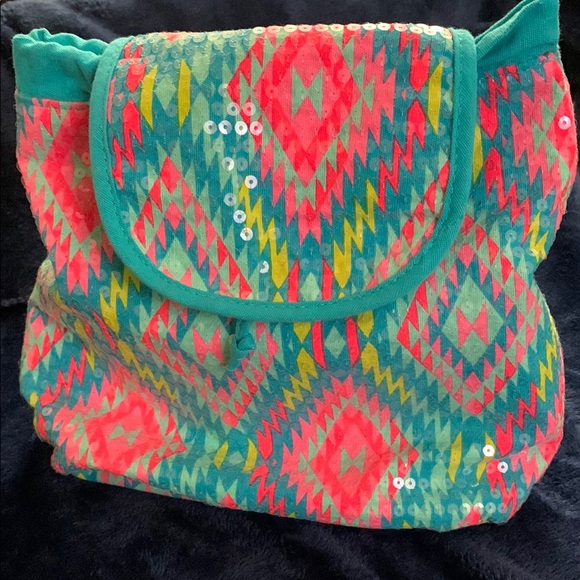 Colorful Geometric Patterned Backpack - Picture 8 of 9
